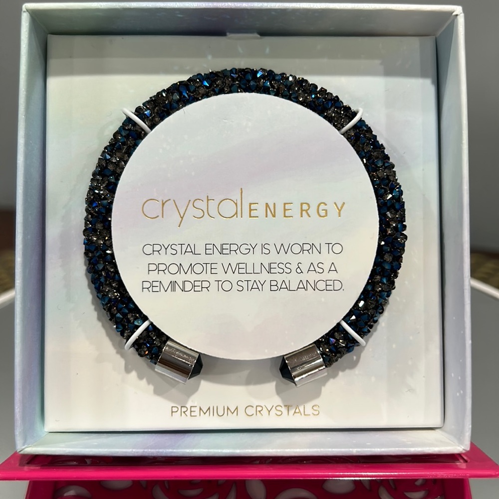Black and Blue Crystal Energy Bracelet. Adjustable, NIB, shine and sparkles.